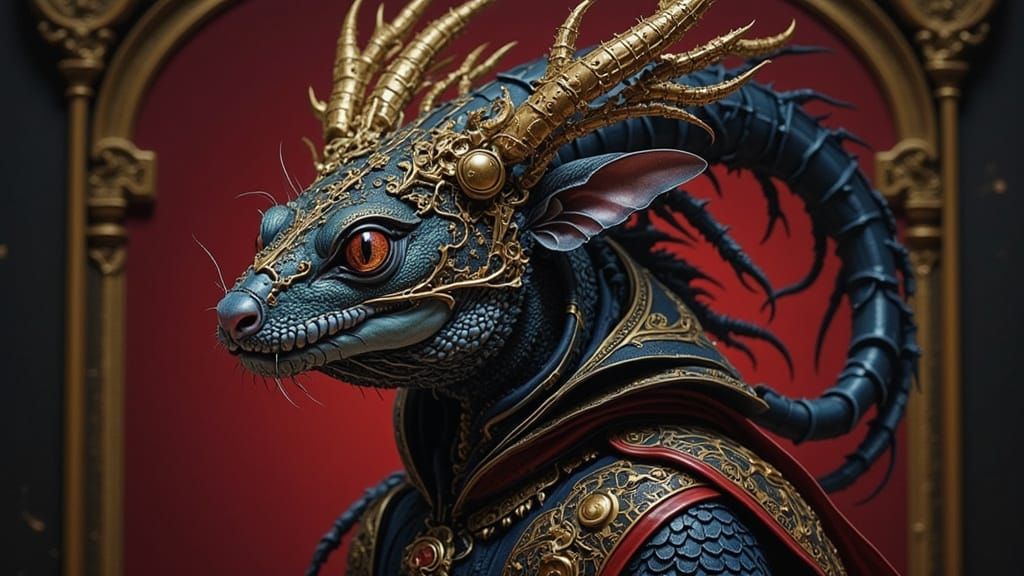 Lizard People of Alpha Draconis in Dark Fantasy Style