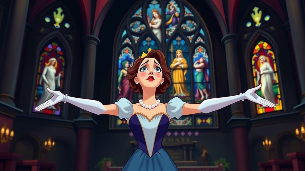 Regal Tragedy in a Vintage Disney-Inspired Chapel