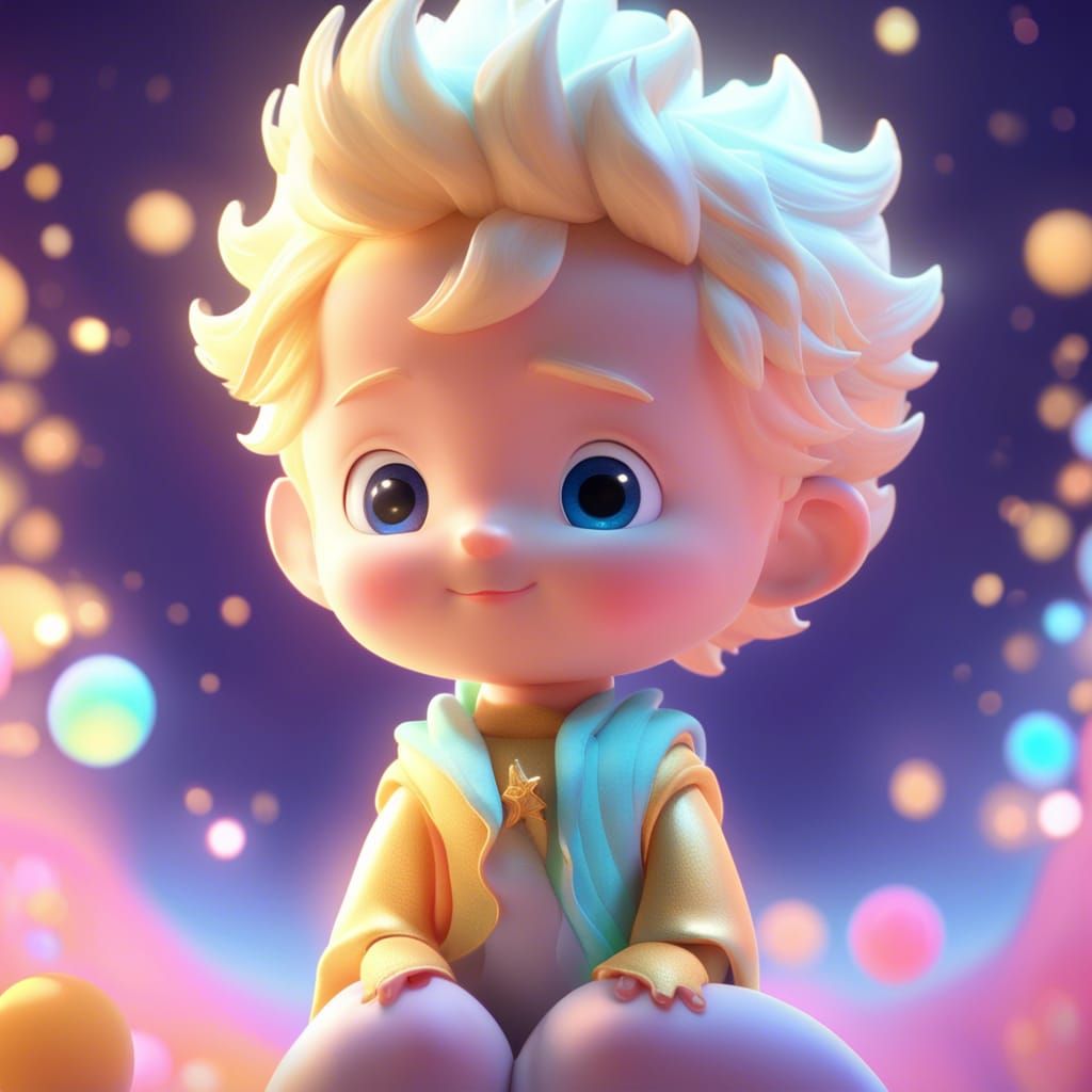 Angelic Little Prince Chibi in Dreamy 3D CGI Art