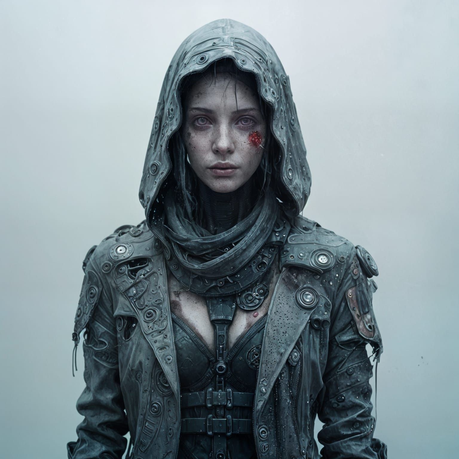 Emotional Cyborg Creature in Surrealist Expressionism Style