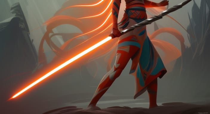 Enoch Ahsoka Concept Art in Orange and Teal