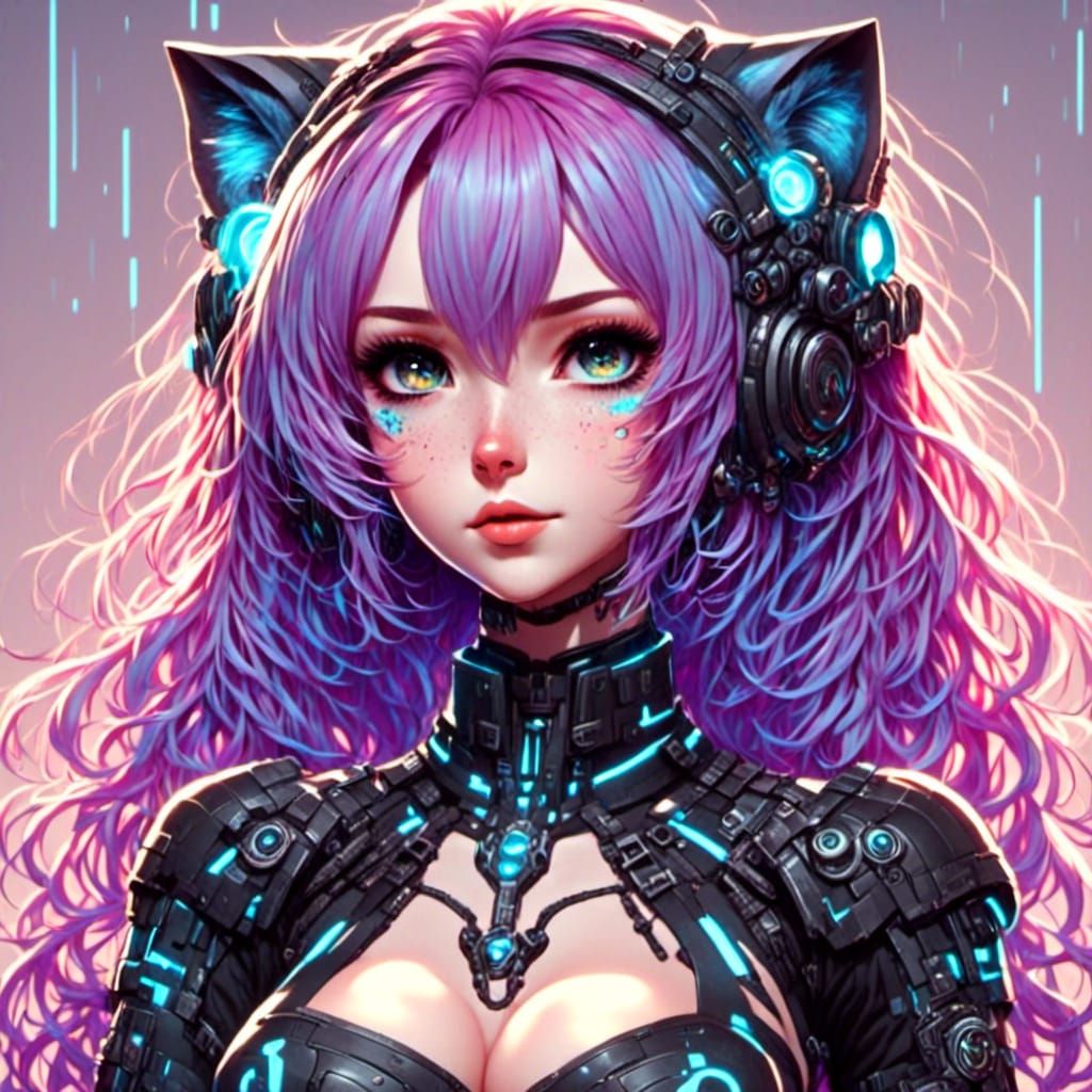 Kawaii Neko Girl in Sci-Fi Anime Style