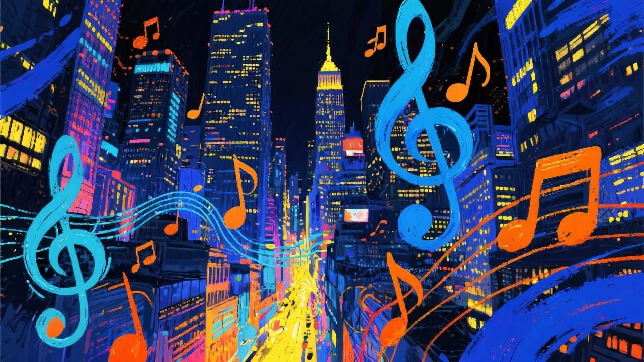 Manhattan Nightscape in Rhapsody in Blue Style