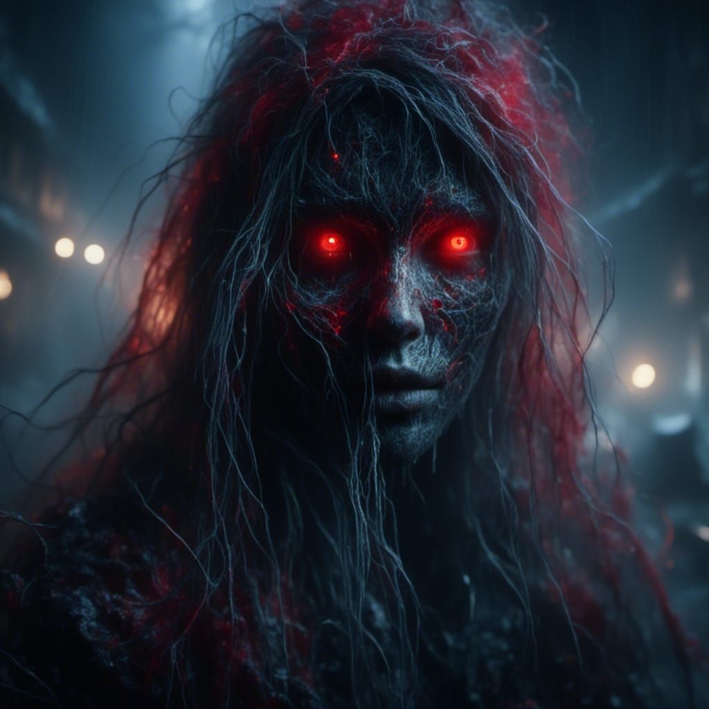 Creepy Ghost in Foggy Night: Hyperdetailed Masterpiece