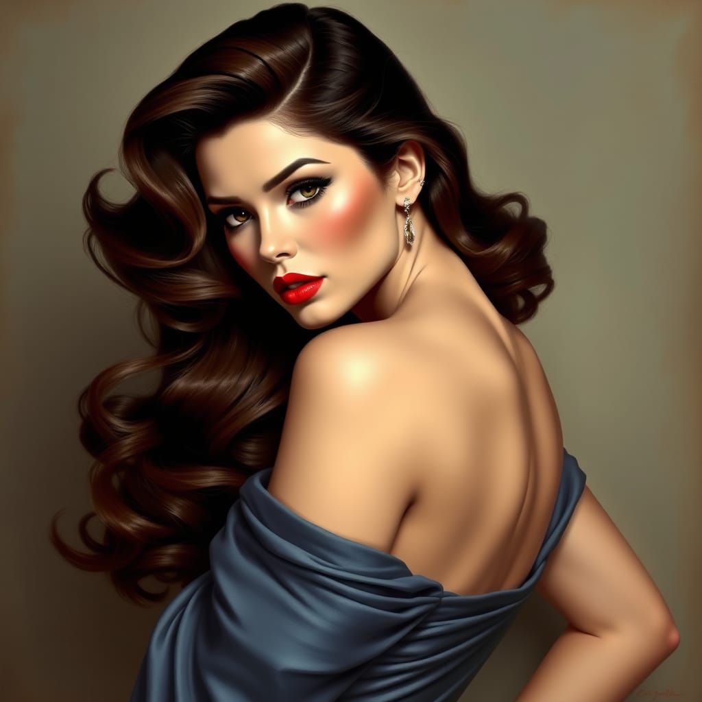 Sultry Futuristic Goddess in Pin-Up Style