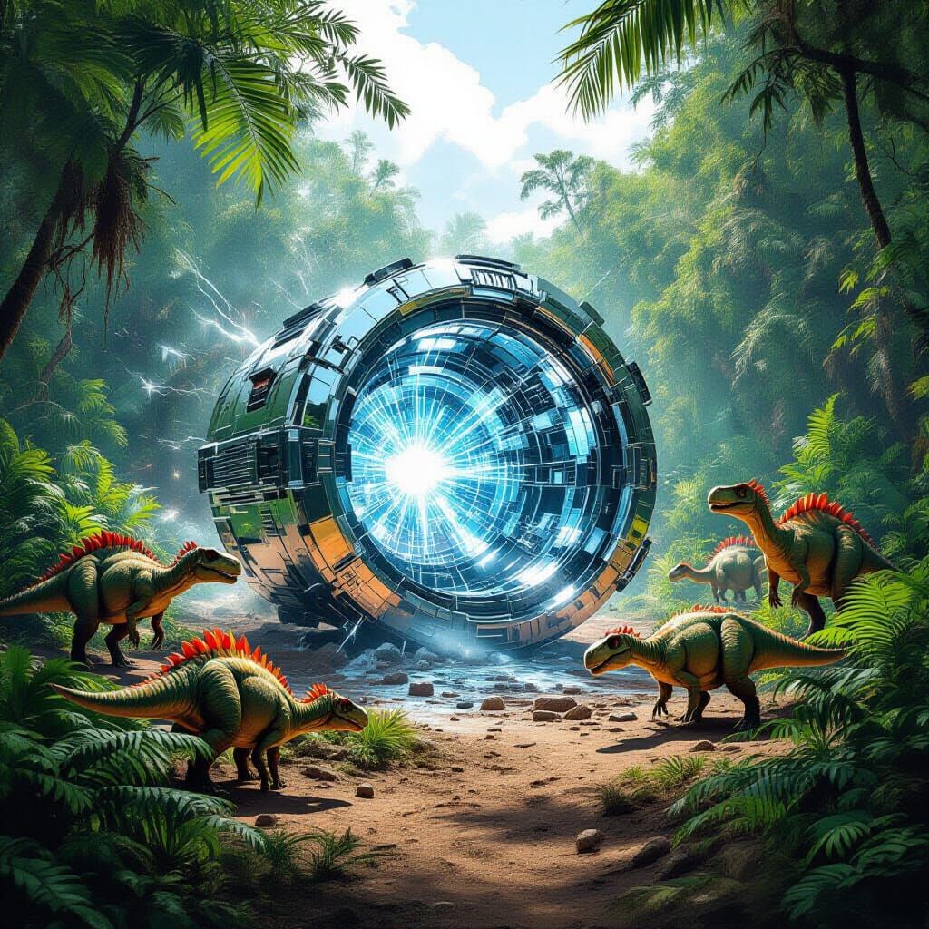 Time Machine Disrupts Dinosaurs as Graffiti Art