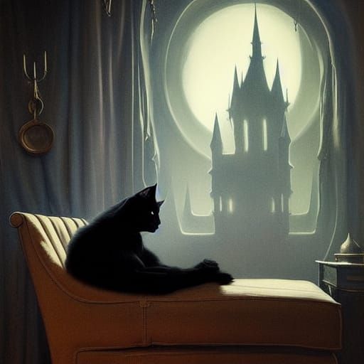 Intricate Dark Fantasy Witch in Castle Armchair