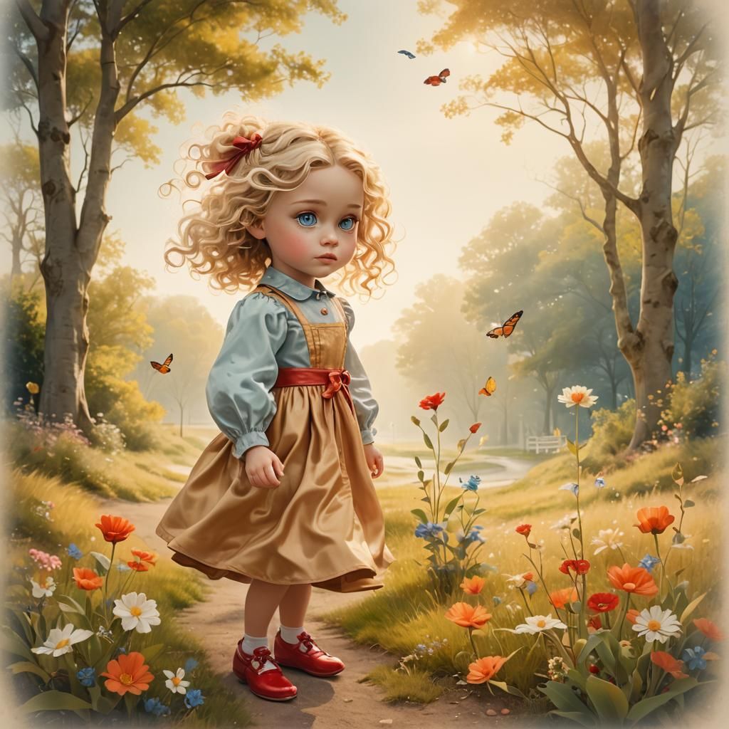 Blonde Girl in a Heavenly Landscape