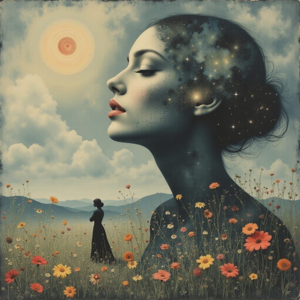 Surreal Romantic Image of Heartbreak and Longing