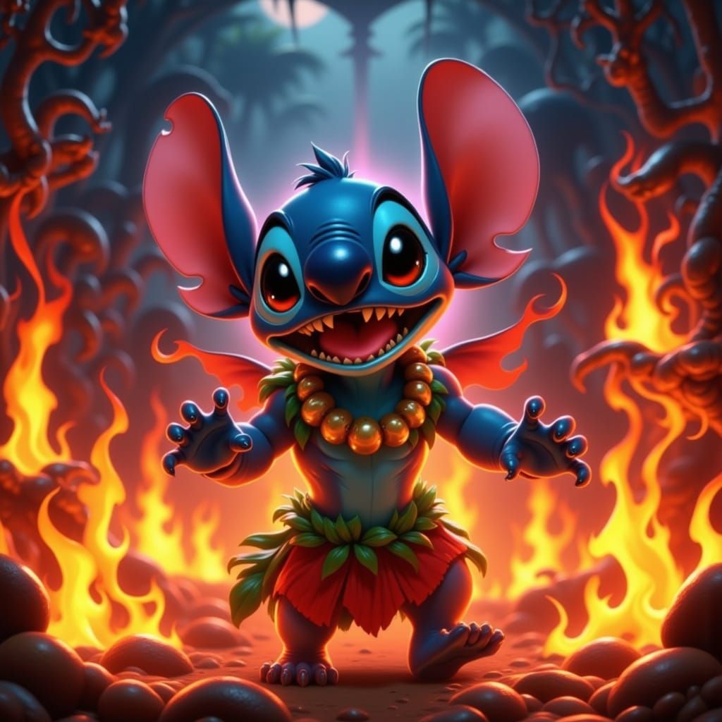 Disney Stitch from "Lilo & Stitch" doing a  Polynesian fire ...