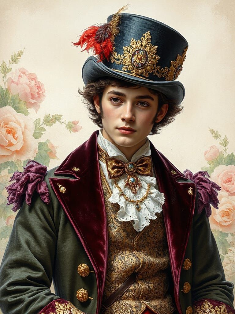 Elegant Young Gentleman in 19th-Century Costume