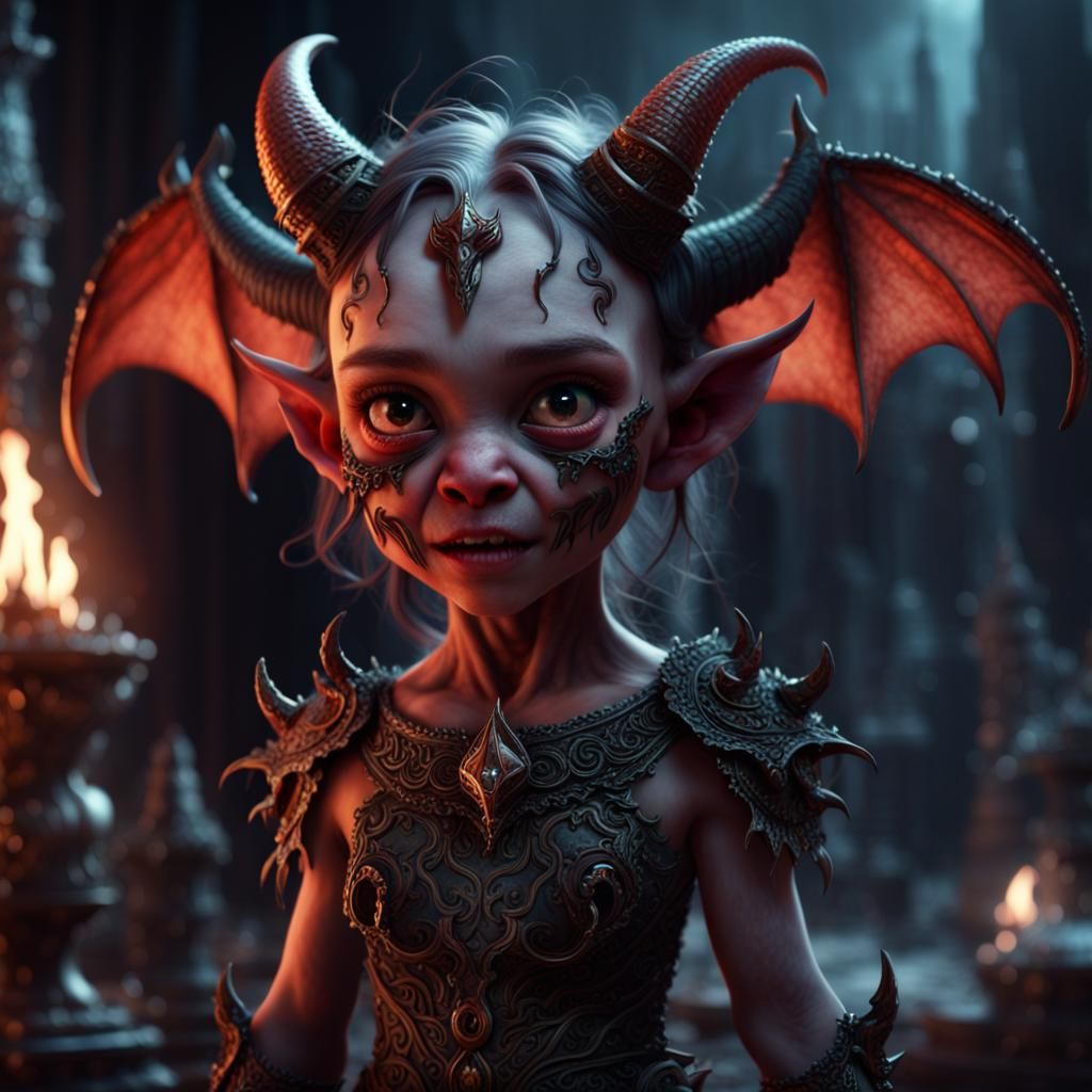 Cutest Little Demon in a Digital Matte Painting
