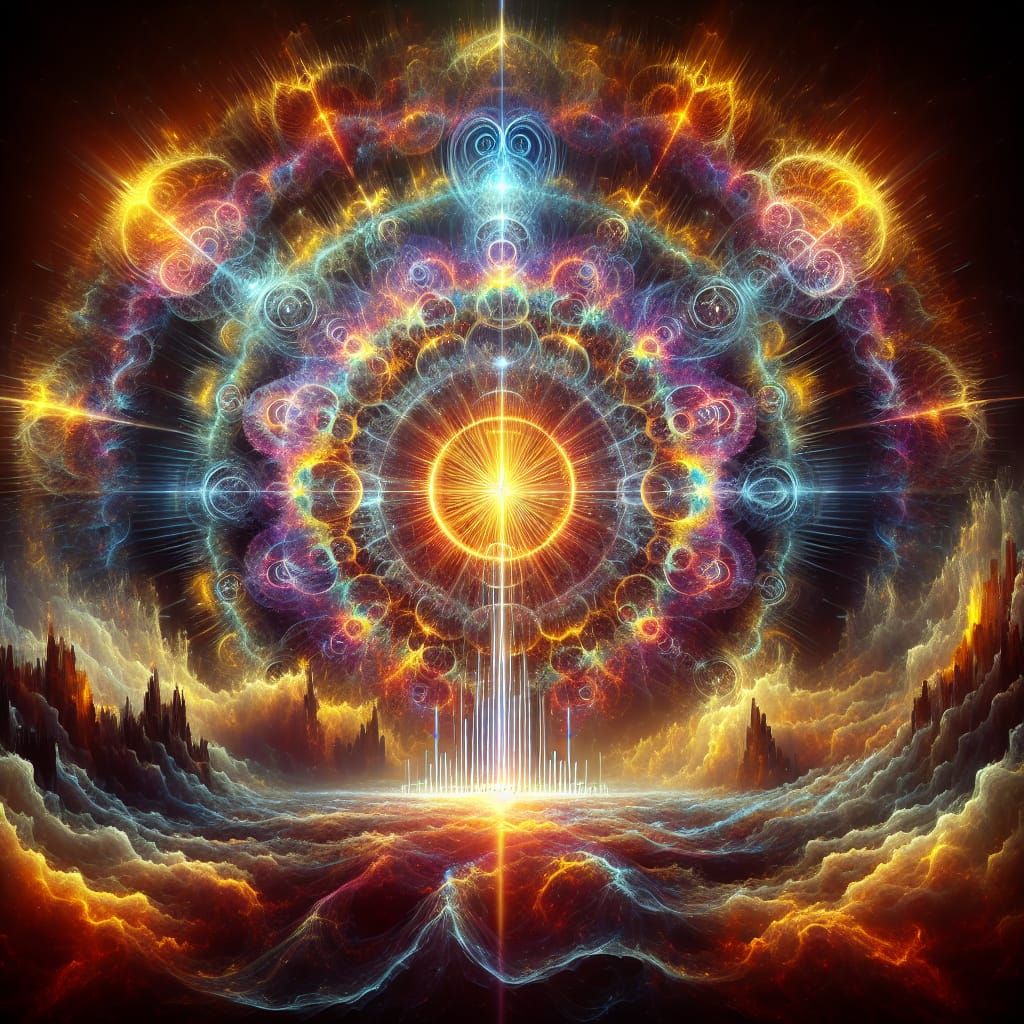 Rainbow Fire Cymatics with Sacred Geometry