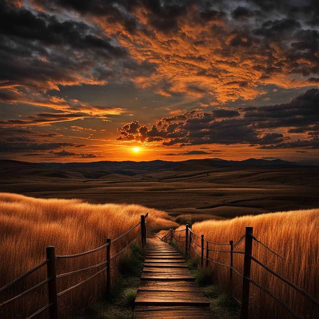 Sunset Landscape: The End of the Journey