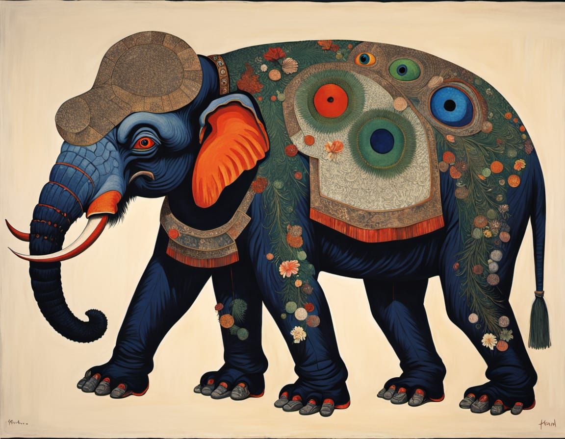 Surreal Mythical Creatures in Ukiyo-e and Shan Shui Style