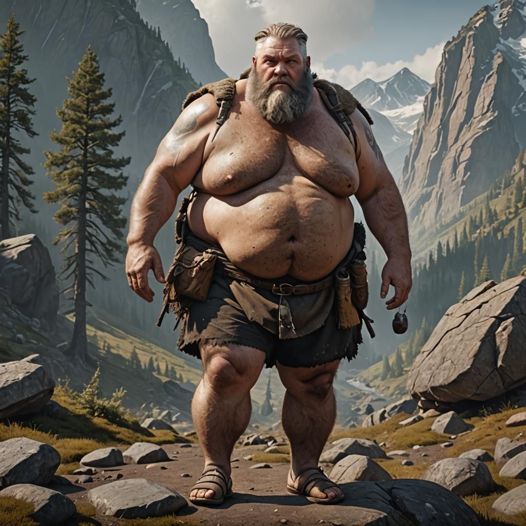 Hyperrealistic Mountain Man in Detailed Matte Painting
