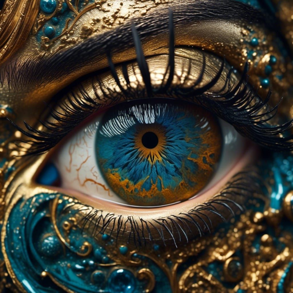 Detailed Eye with Swirling Iris and Captivating Reflection