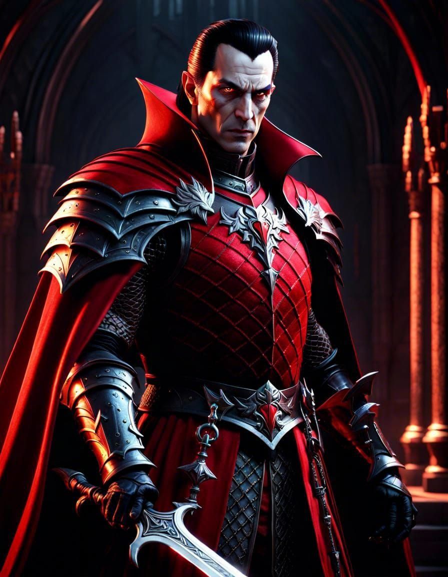 Dracula in Dragon Knight Armor, Gothic Art