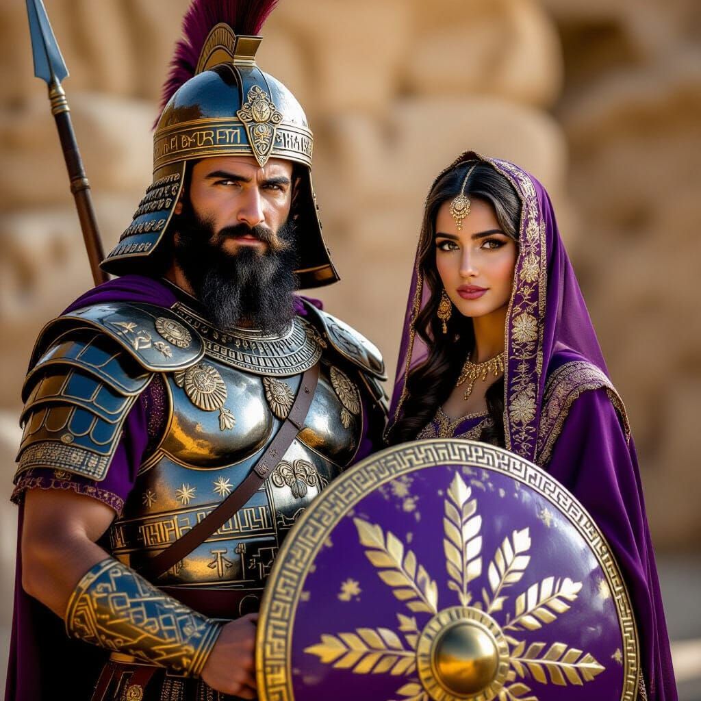 Assyrian Warrior and Princess Portrait in Studio Lighting