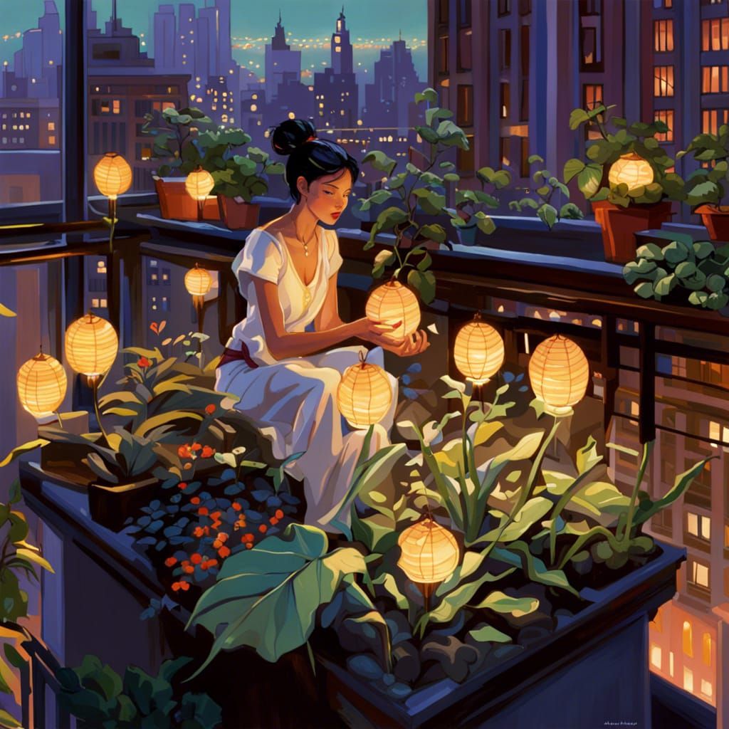 Magical Urban Rooftop Garden with Fairies