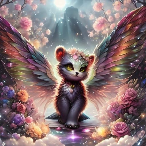 Bioluminescent Panda in Crystal Glass: Digital Art