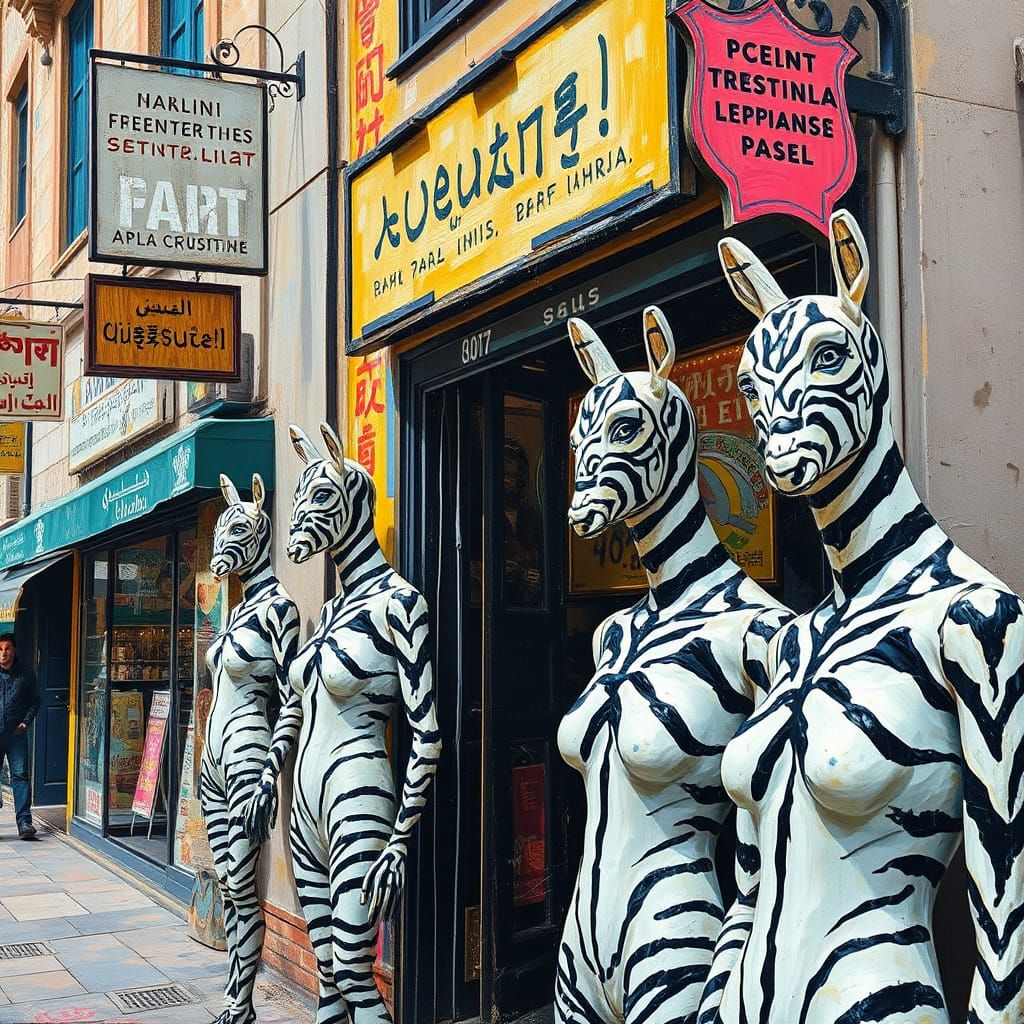 Ancient Script Inspired Neo-Impressionist Oil Paintings