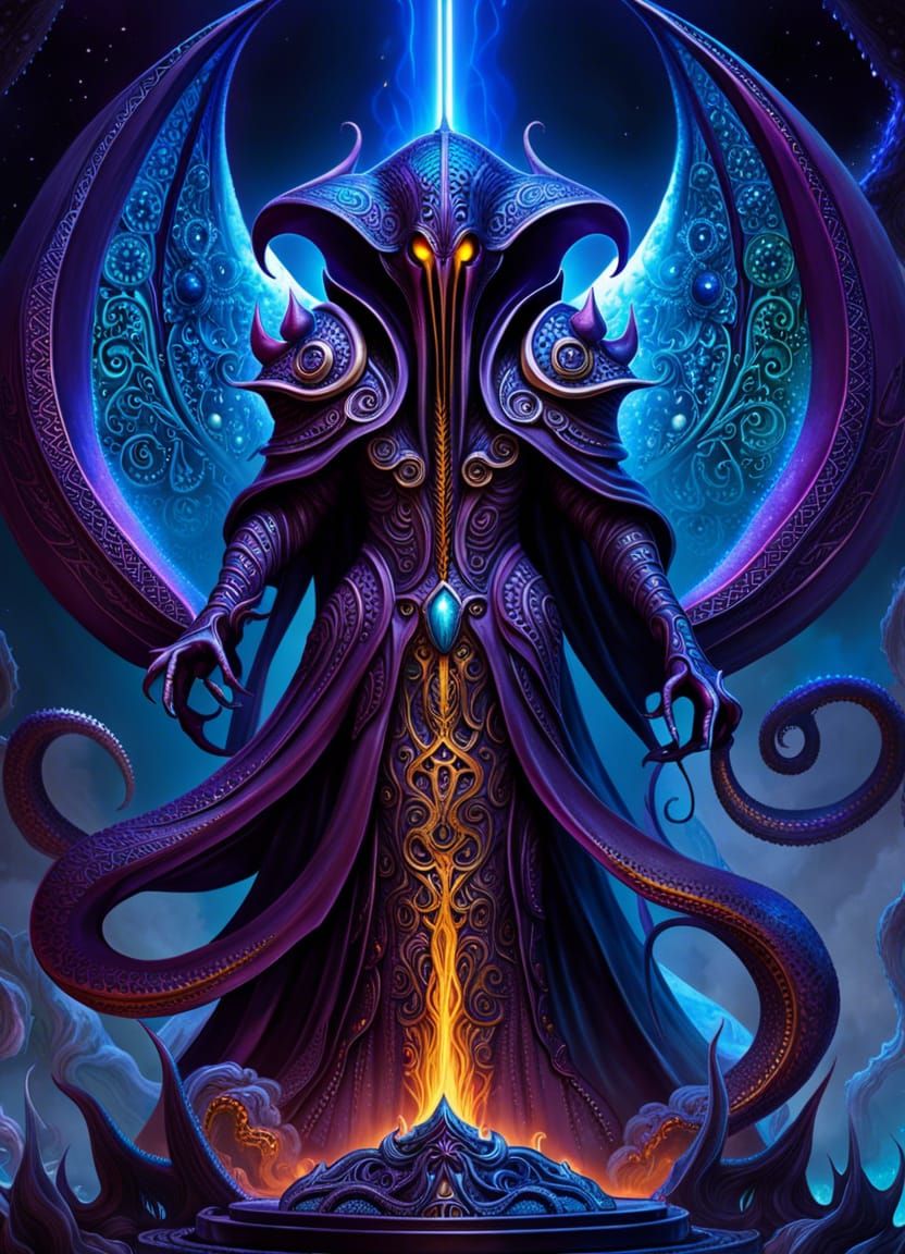 Cosmic Mindflayer Monster in Dark Fantasy Style