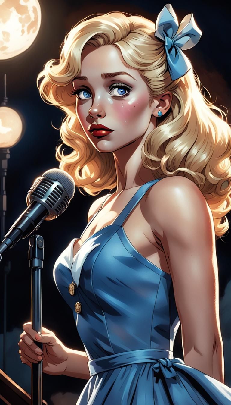 Blonde Woman in Spotlight: Comic Book Art