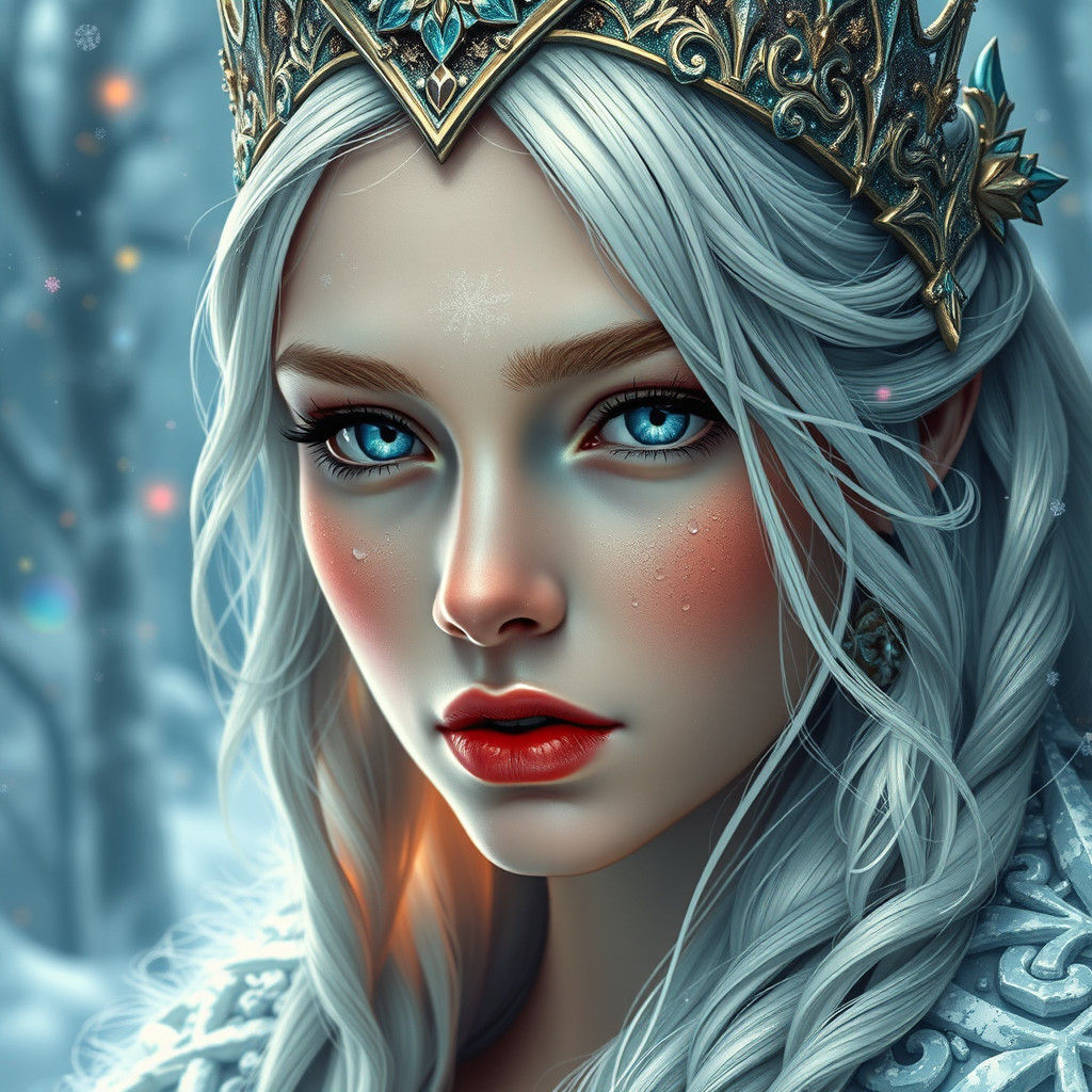 Snow Queen Portrait in Art Nouveau Style