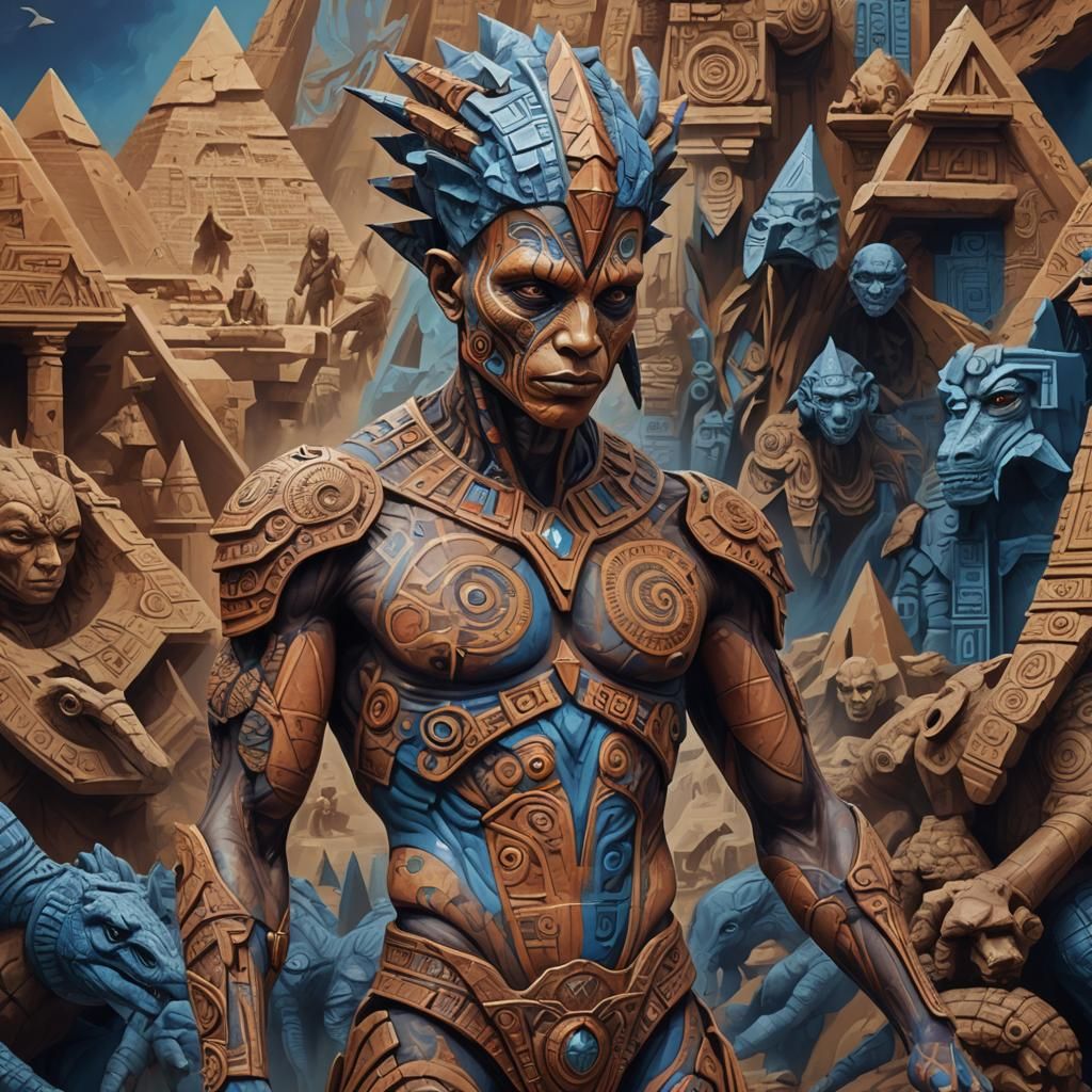 Historical Bodypaint Concept Art in Earthy Tones