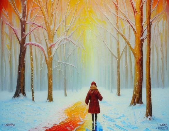 Winter Landscape in Expressionist Neo-Impressionist Style