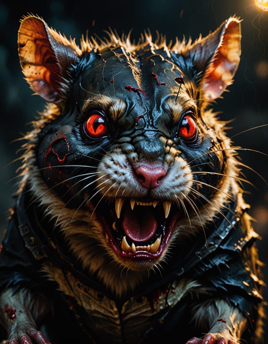 Angry Zombie Hamster in Dark Fantasy Style