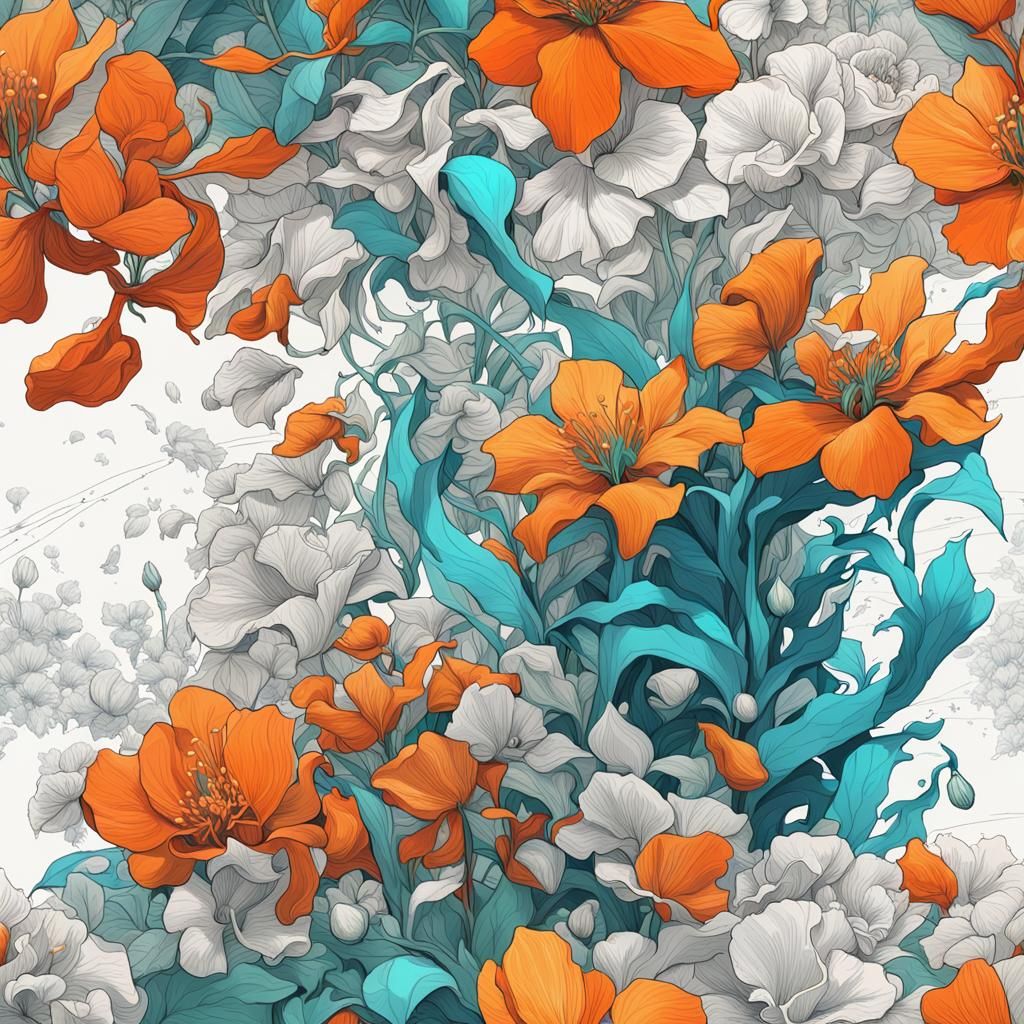 Detailed Botanical Ink Drawing in 8K Resolution