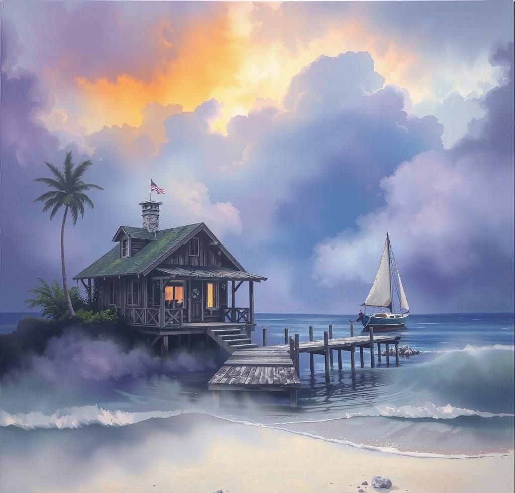 Rustic Seaside Oasis in Lavender Haze