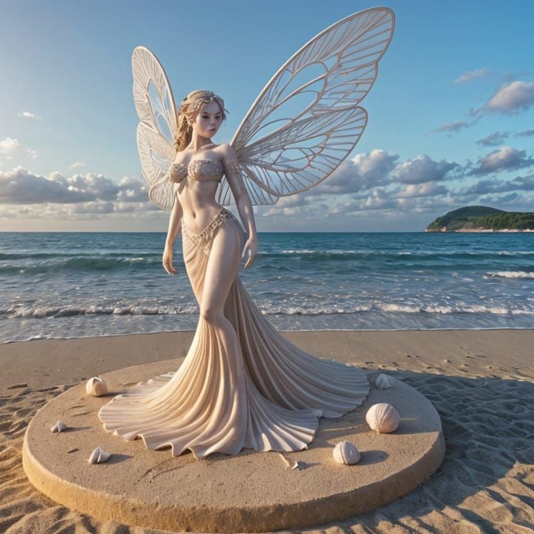 Sand Fairy with Seashell Wings, 3D Render