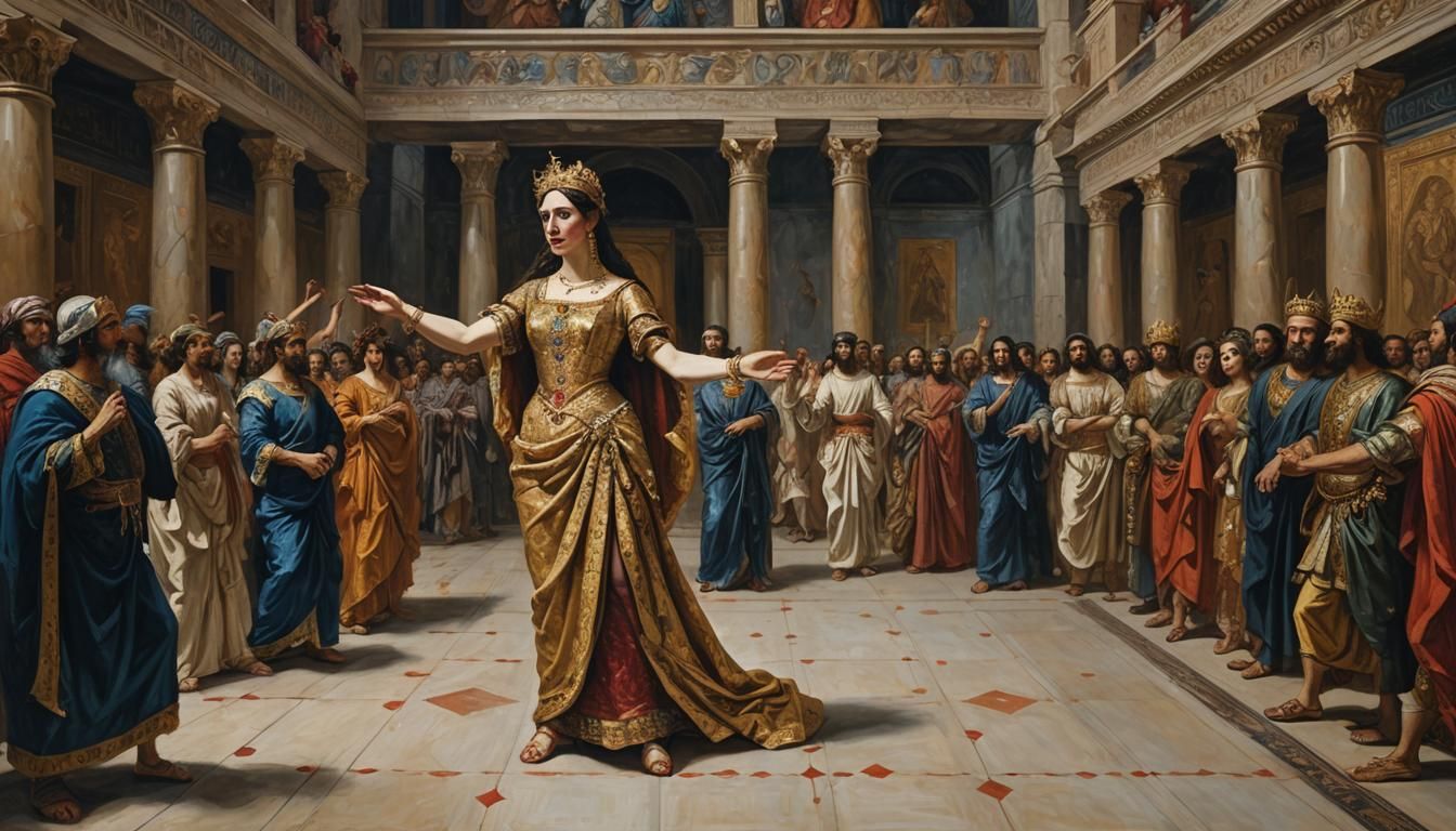 Portrait painting showing Biblical character Salome dancing ...