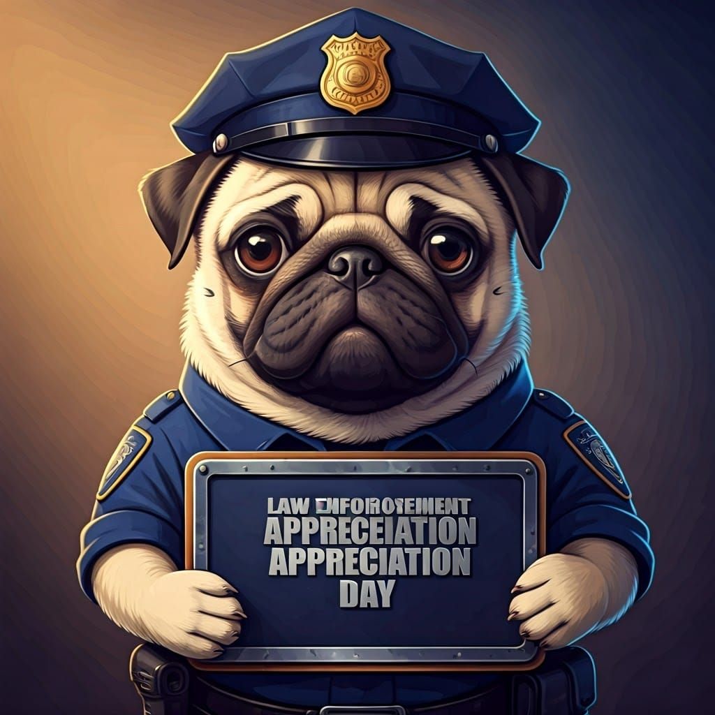 Pug Police Officer Honors Law Enforcement Appreciation Day i...