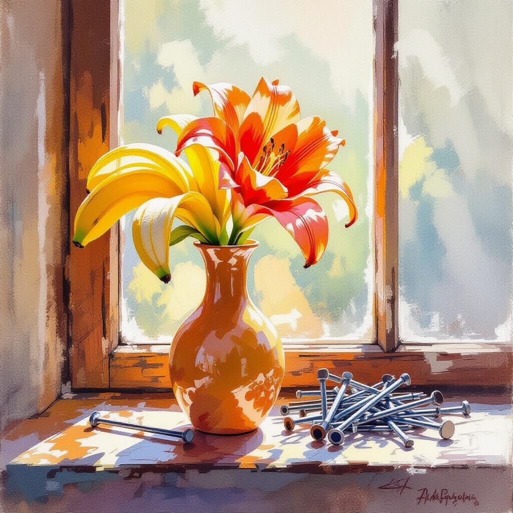 Still life with banana peel