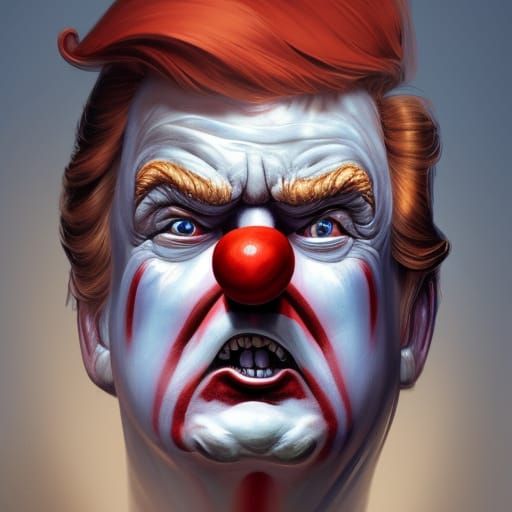 Donald Trump as Clown: Hyperrealistic Portrait