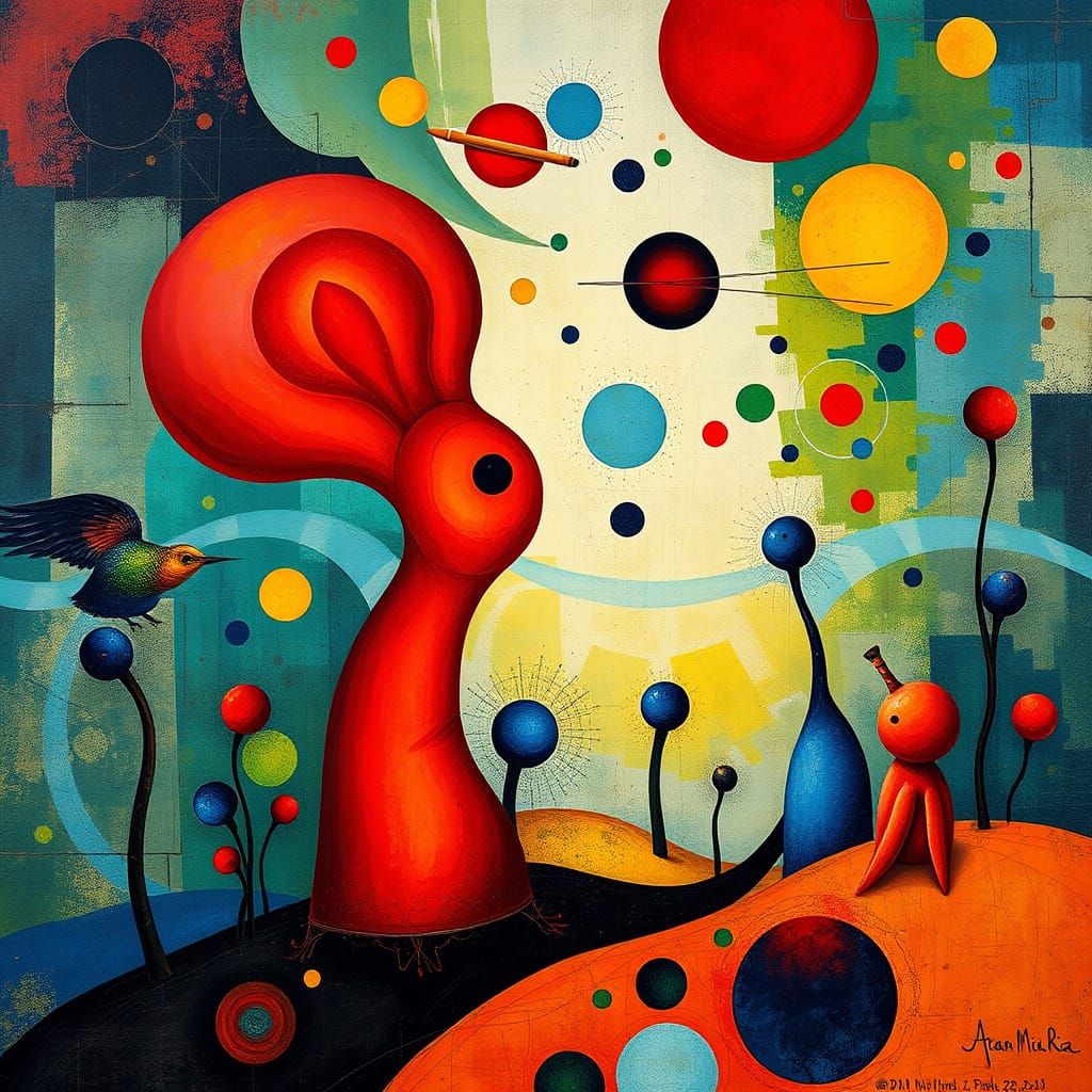 Surrealist Dreamscape with Vibrant Colors and Biomorphic For...