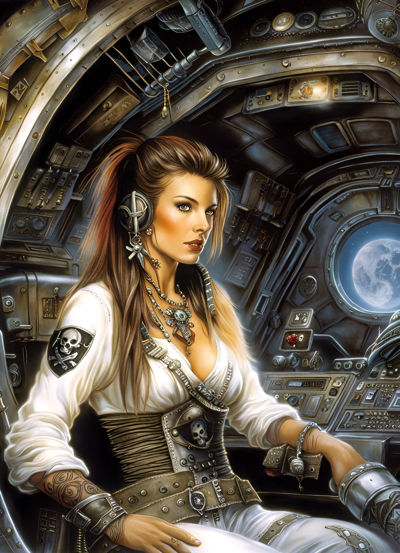 Pale Pirate Woman in Spacesuit, Luis Royo Style