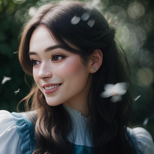 Smiling Girl Portrait in Garden Setting