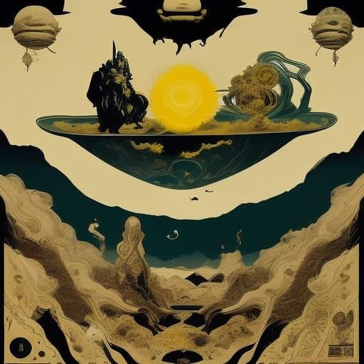 Demon Lord Rules Desolate Hellscape in Dark Fantasy Art