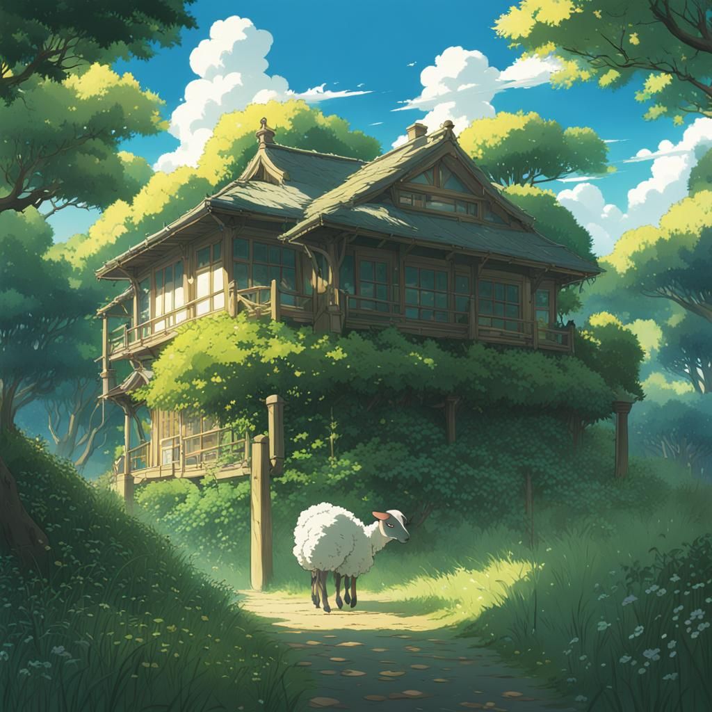 Anime Lamb in Studio Ghibli Style