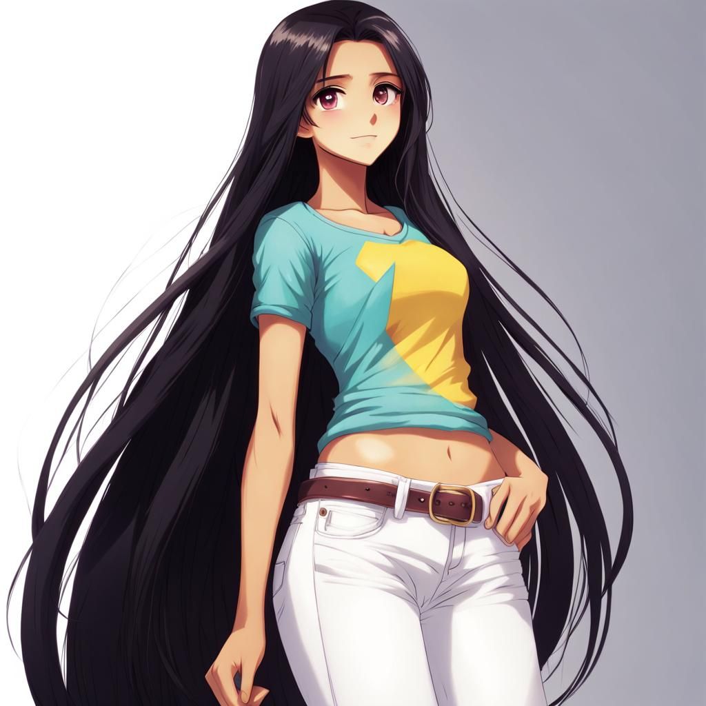 Pakistani Girl with Extra Long Hair in Anime Style
