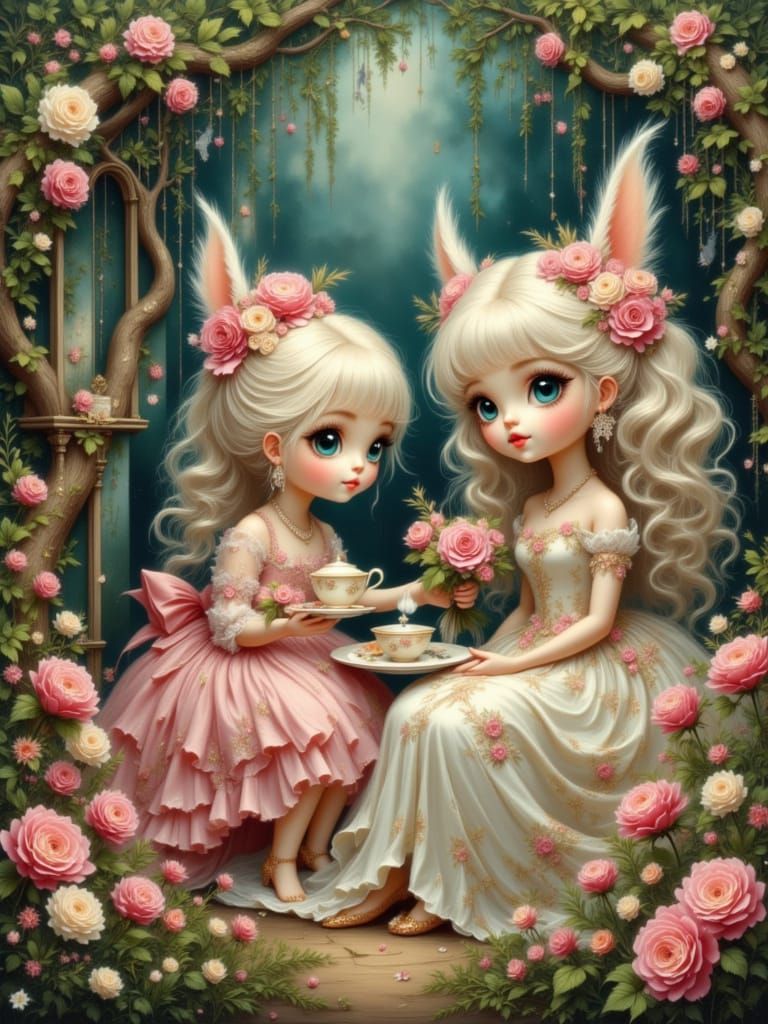 Fairies' Rococo Tea Party in Candyland Style