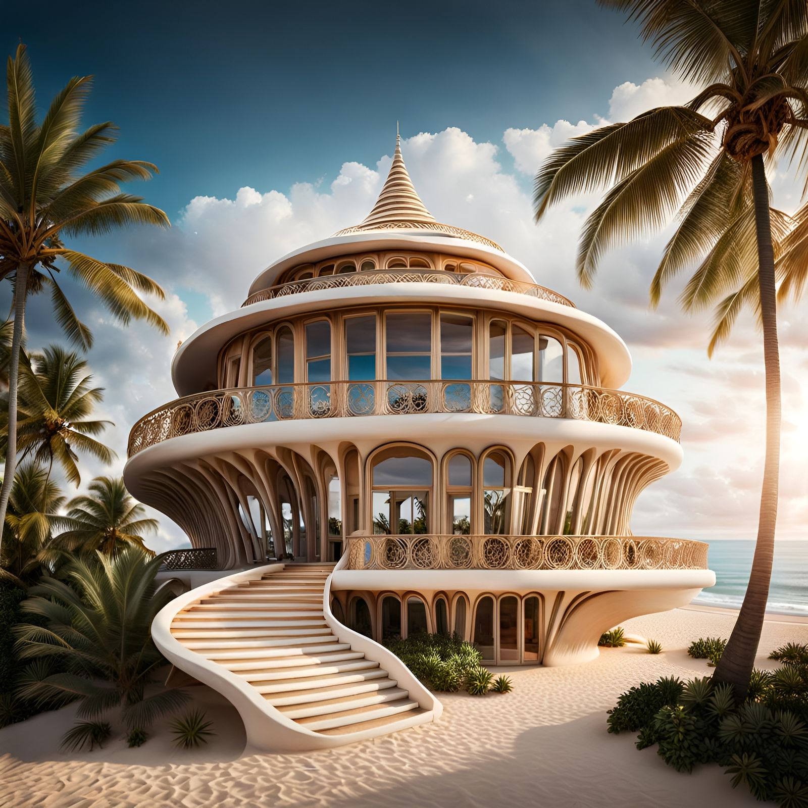 Seashell Terrace: Surreal Beachfront Architecture