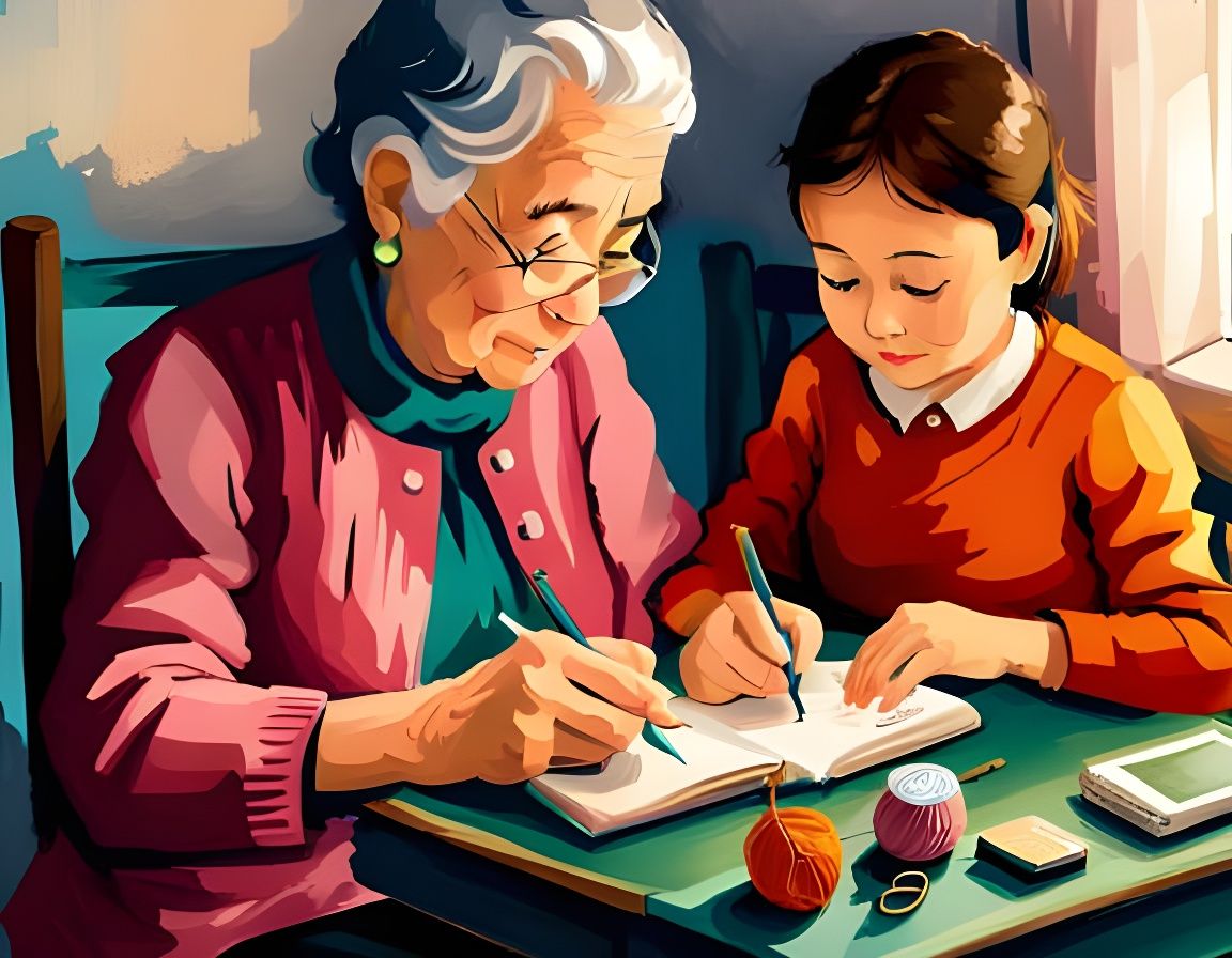 Grandmother and Granddaughter: A Digital Illustration