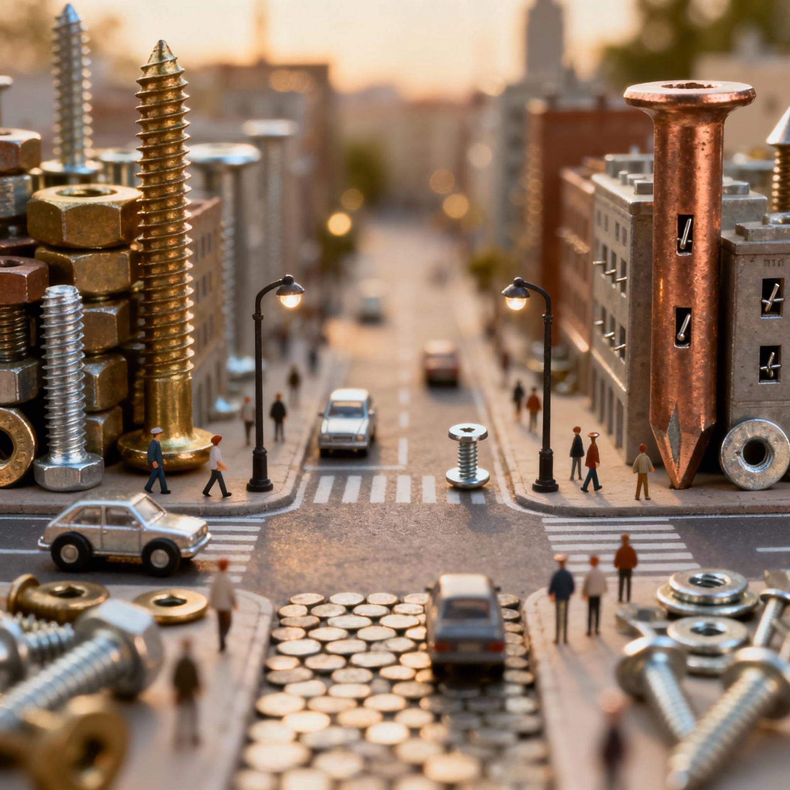 Miniature City of Screws and Nails