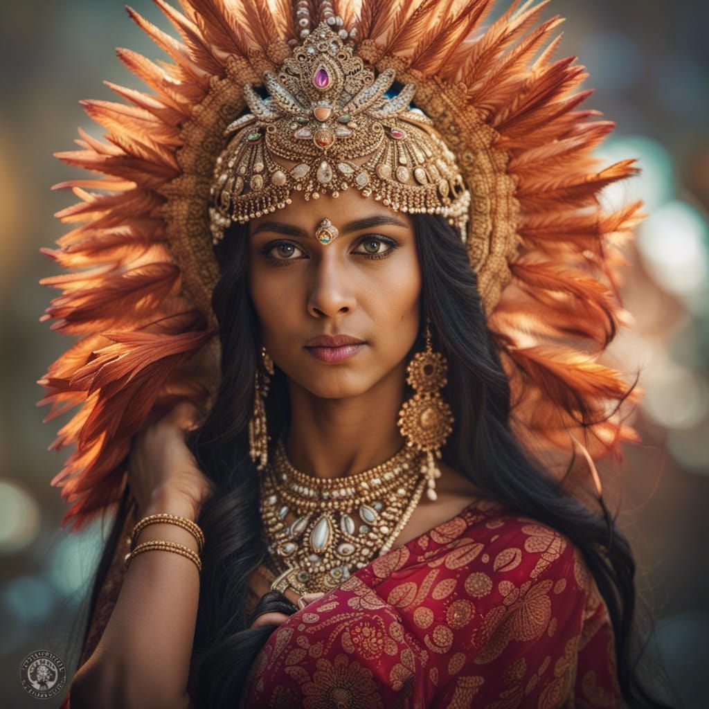 Regal Indian Princess Portrait with Jewels